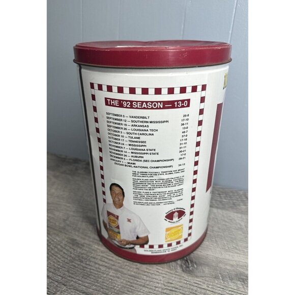 Alabama Crimson Tide Football National Champions Golden Flake Tin 1992‎ Vintage - Picture 4 of 12
